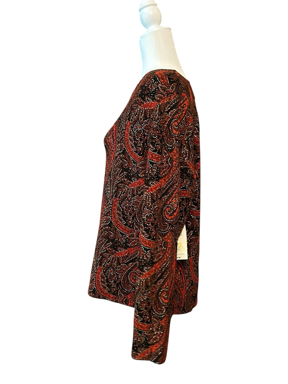 NWT Laura Ashley Trip Ready Golden Glamour Long Sleeve Top Women’s SZ PL Red - Picture 3 of 6
